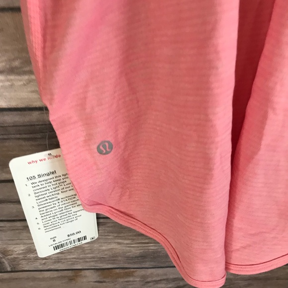 NWT HYMU CORAL LULULEMON 105 SINGLET TANK - - - Picture 6 of 7